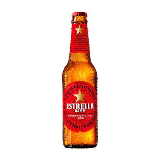 A bottle of Estrella Damm 330ml