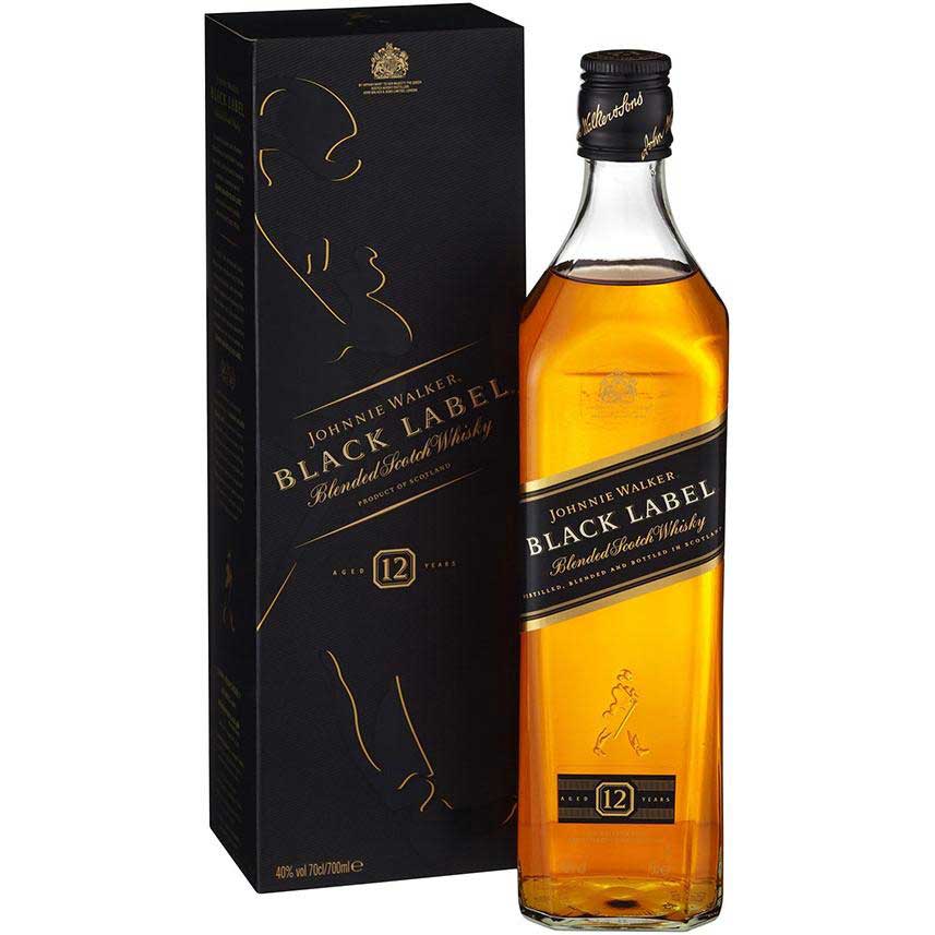 A bottle of Johnnie Walker Black Label Whisky 70cl