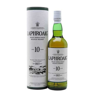 A bottle of Laphroaig 10 Year Old Whisky 70cl