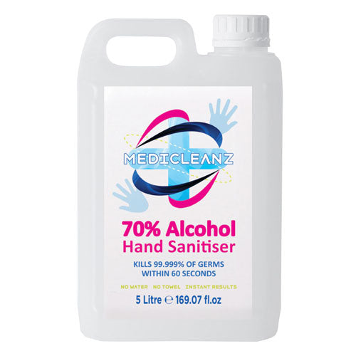 A bottle of Medicleanz 5 Litre Hand Sanitiser