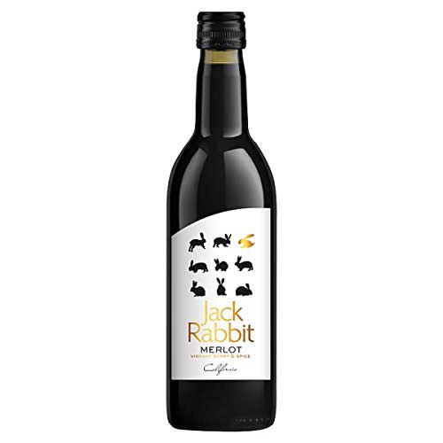 A bottle of Jack Rabbit Merlot 187ml