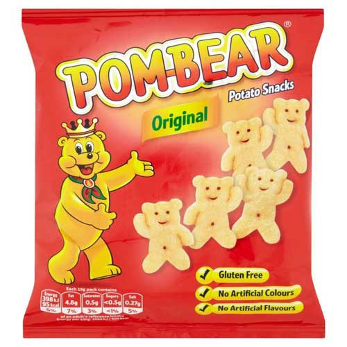 Pom-Bear Teddy Shaped Potato Snack Original 36 x 19g Packets